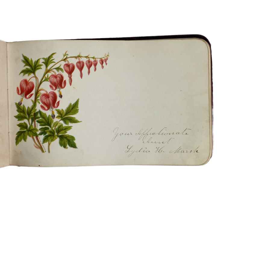 Antique Floral Autograph Album with Flower Illustrations