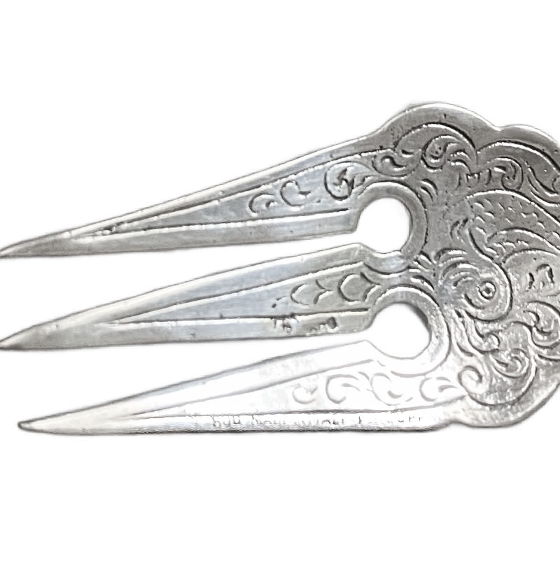 Antique Fratelli Coppini Solid Silver Serving Fork with Cherub