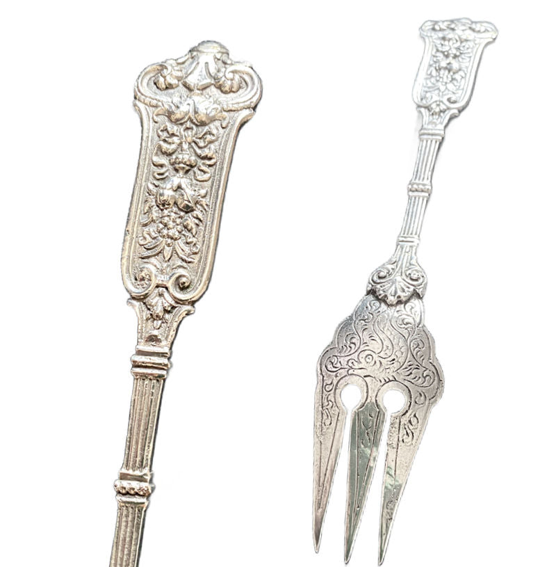 Sterling silver bar serving fork antique
