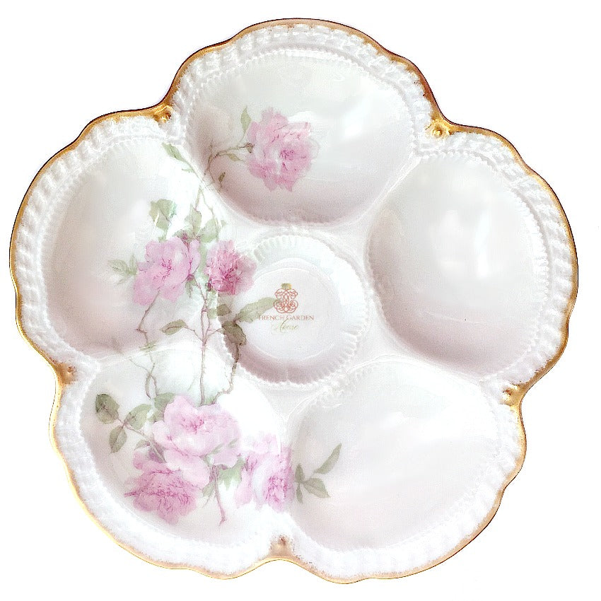 Antique French Limoges Baltimore Rose Oyster Plate