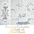 Antique Linen Banquet Tablecloth Whitework Hand Embroidered Rose Urns