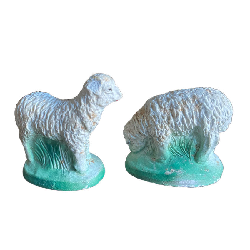 Antique Chalkware Sheep Pair