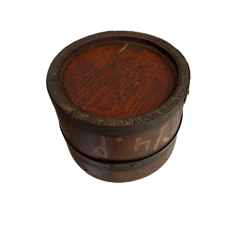 antique oak bucket, metal bound bucket, antique wood bucket, rustic european decor, primitive antique bucket, iron bound oak bucket, farmhouse accent, antique wooden vessel, dark patina wood, french country decor