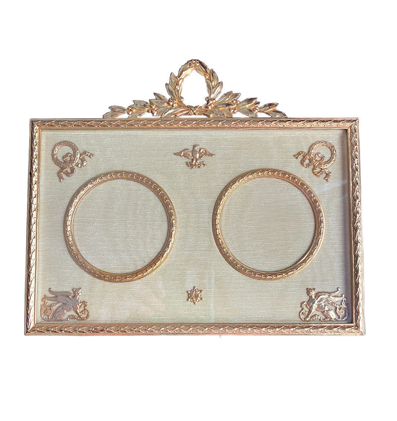 Antique French Gilded Bronze Double Photograph / Picture Frame