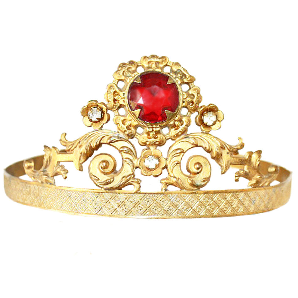 19th Century French Gilt Jeweled Religious Crown