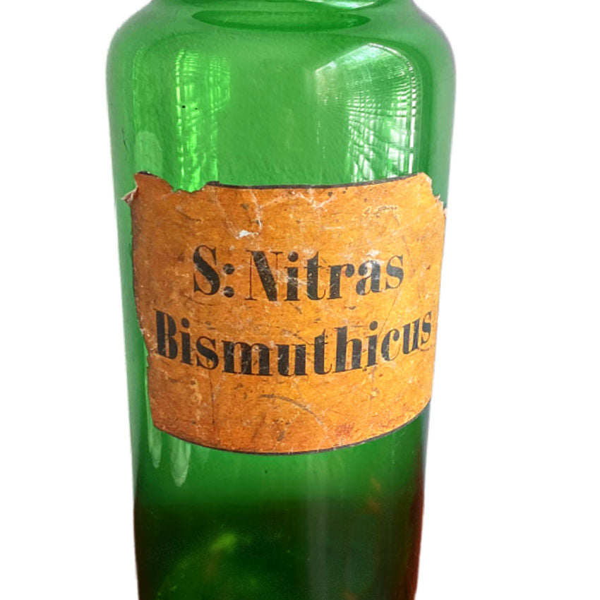 ON HOLD Antique French Green Blown Glass Storage Apothecary Jar