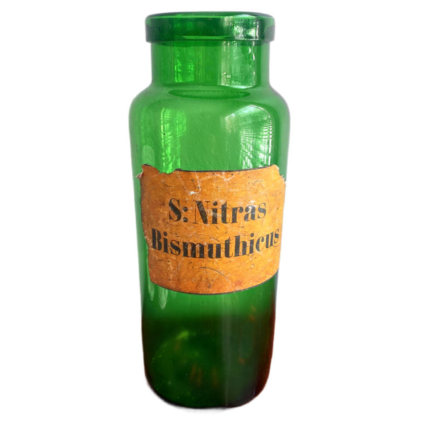 ON HOLD Antique French Green Blown Glass Storage Apothecary Jar