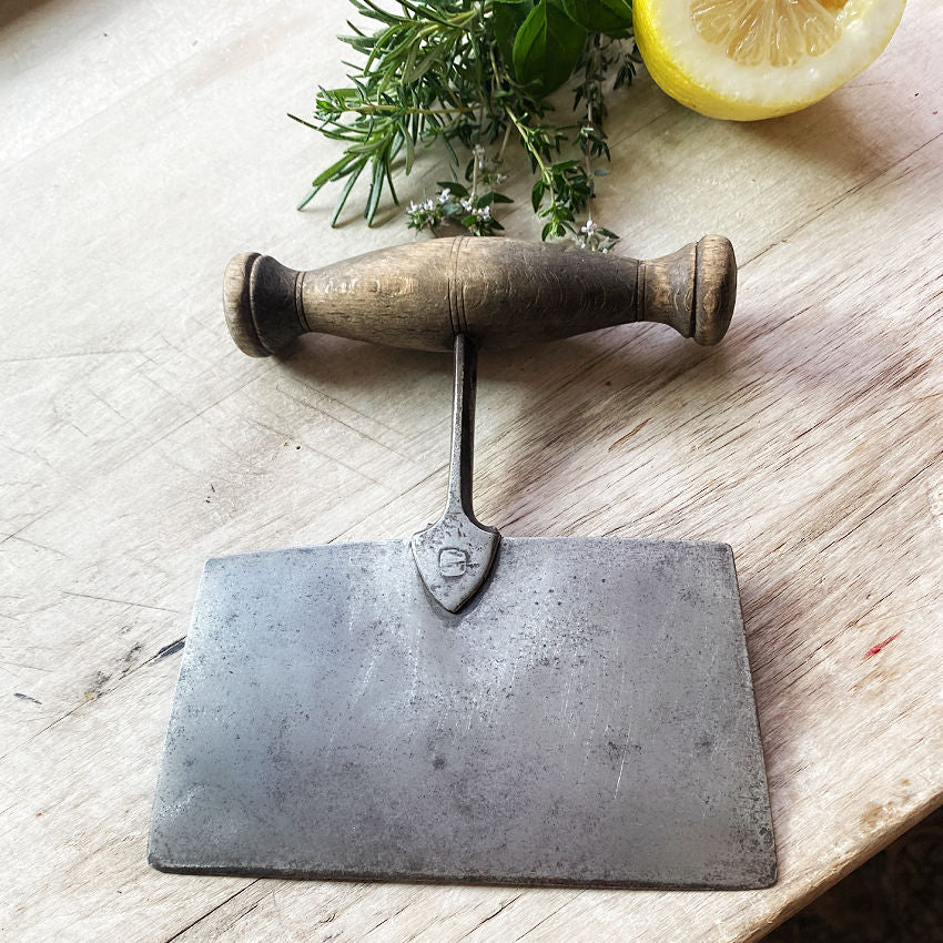 Antique French Herb Chopper with Pine Handle