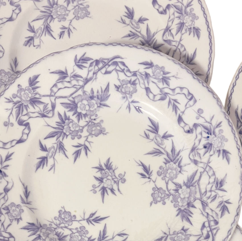 Antique French Lavender Purple Floral Luncheon Plates Set of 6