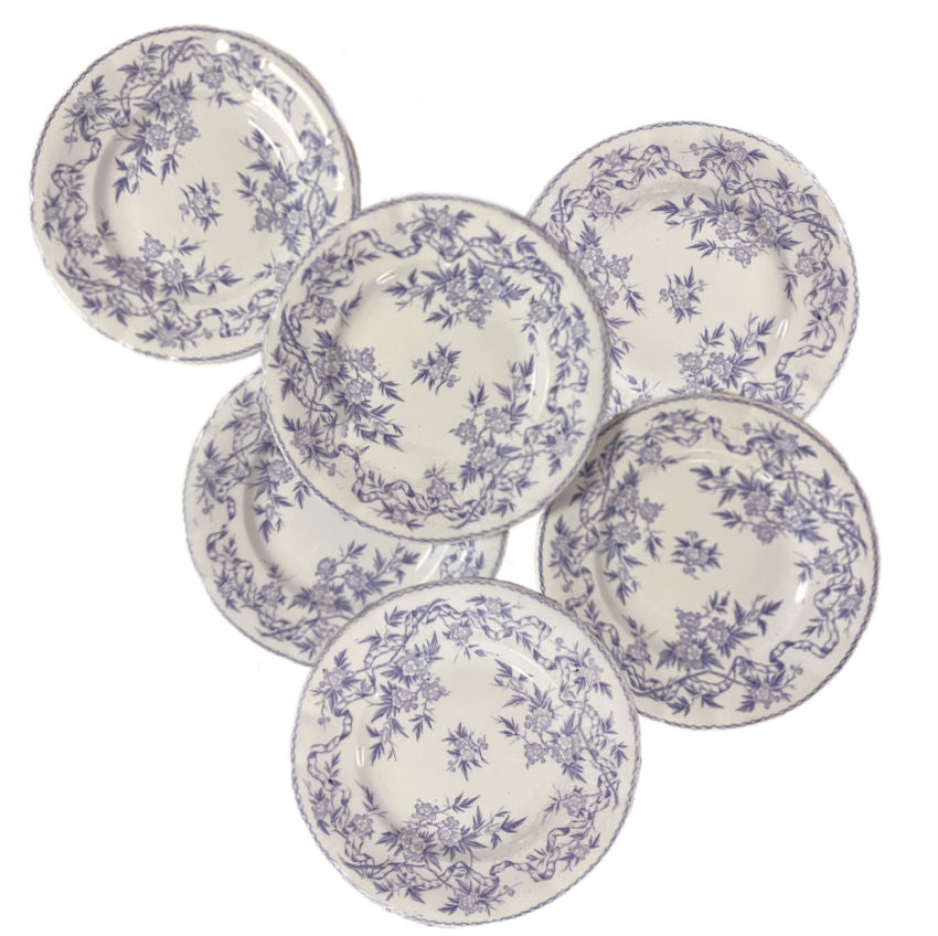 Antique French Lavender Purple Floral Luncheon Plates Set of 6