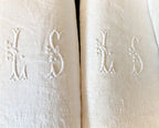 Antique French Linen Damask Napkins Monogrammed Set for 4