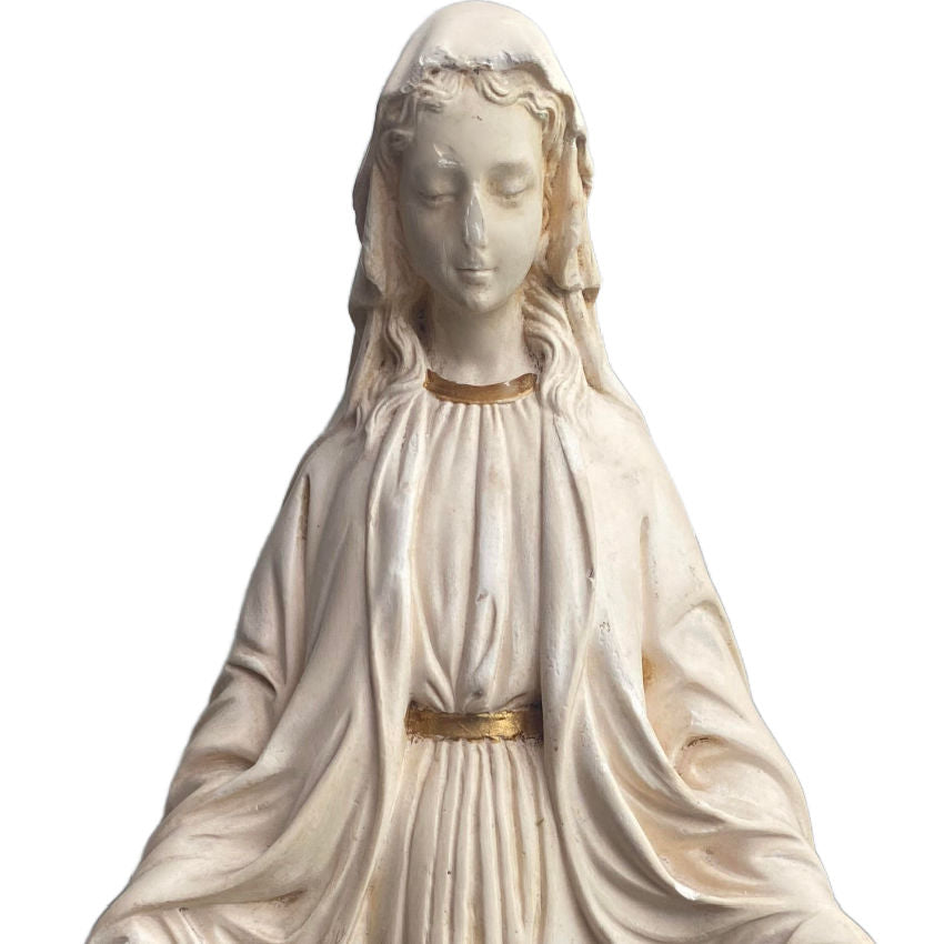 Antique French Madonna Large Chalkware Virgin Mary Statue