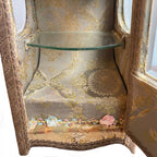 Exceptional antique French miniature sedan chair vitrine in silk and gilt, a rare display case with romantic presence for treasured keepsakes or curiosities.