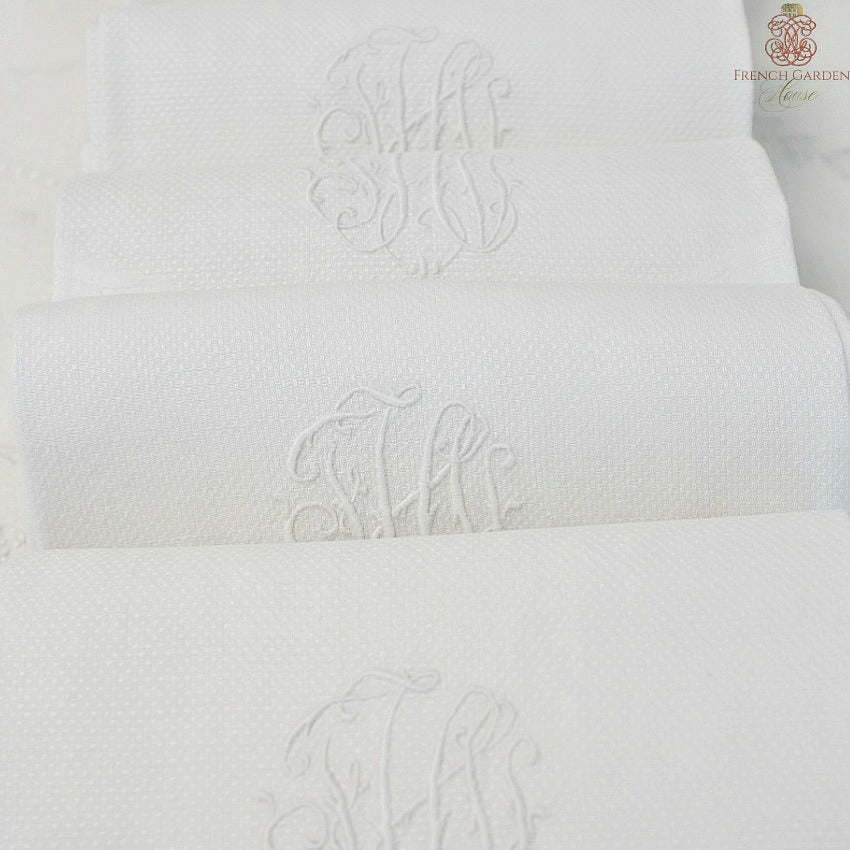 Antique Pique White Guest Towel F H I