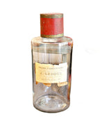19th century French glass apothecary jar with red tole lid