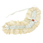 Exceptional antique French silk lace cap with robin’s egg blue ribbons, pink rosette, cream net lace. Rare early 1900s pre-flapper headpiece, delicate beauty