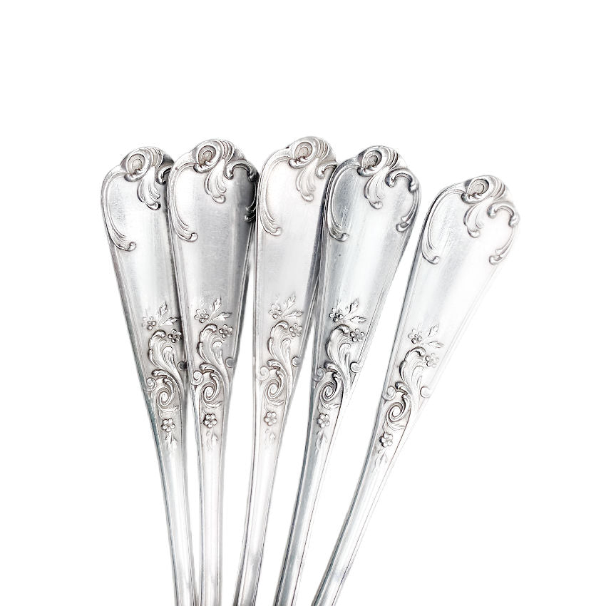 Antique French Silver Plate Large Spoons Set 5