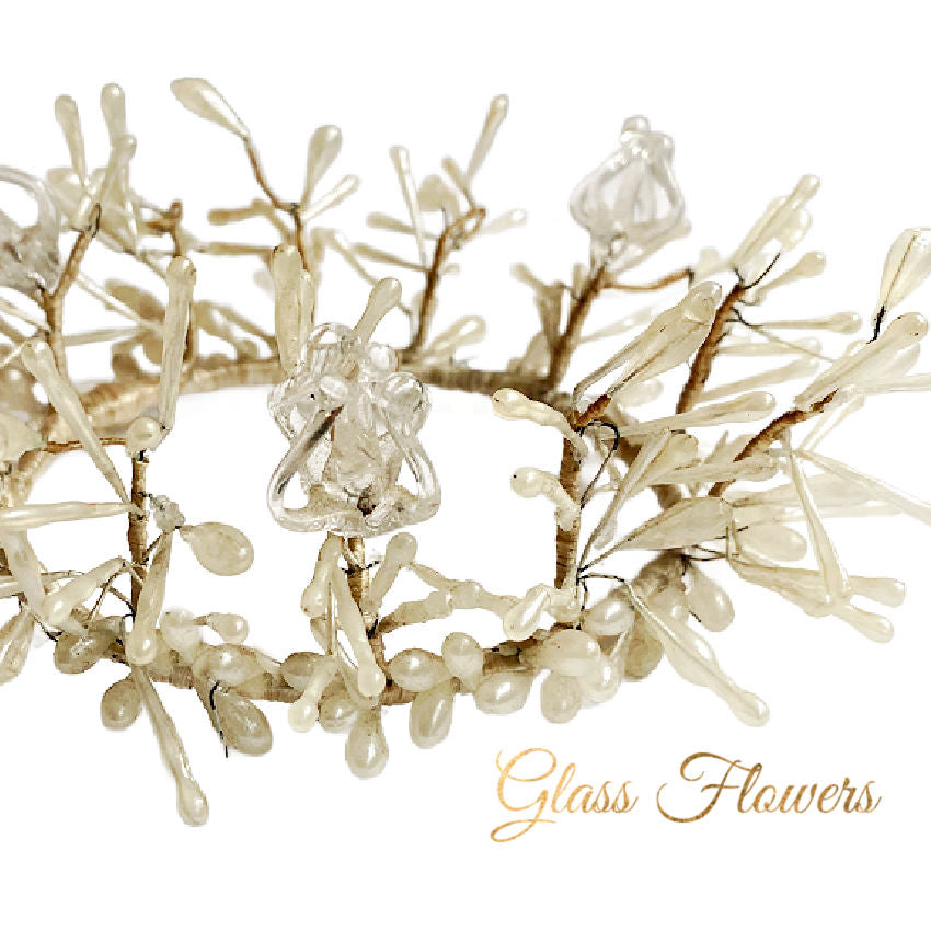 Antique French White Floral May Crown