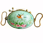 Antique French Palais Royal porcelain egg-shaped casket with gilt ormolu mounts. A rare 19th century objet de vertu of refined Parisian luxury.