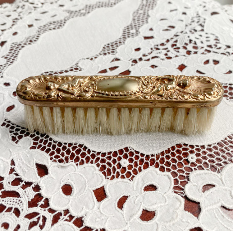 Antique Gilded Cherub Vanity Grooming Hat Brush