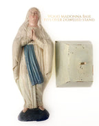Antique French wooden Madonna in prayer, late 18th–early 19th century. Hand-carved devotional figure with beautiful aged patina and Provençal character showing her base