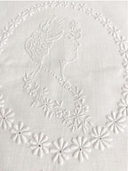 Antique Appenzell Embroidered Portrait and Roses Hand Towel