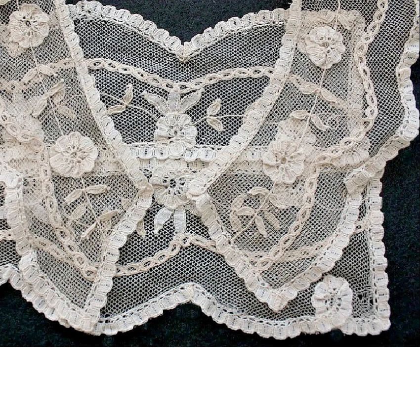 Antique Hand Made Princess Lace Collar and Cuff Set