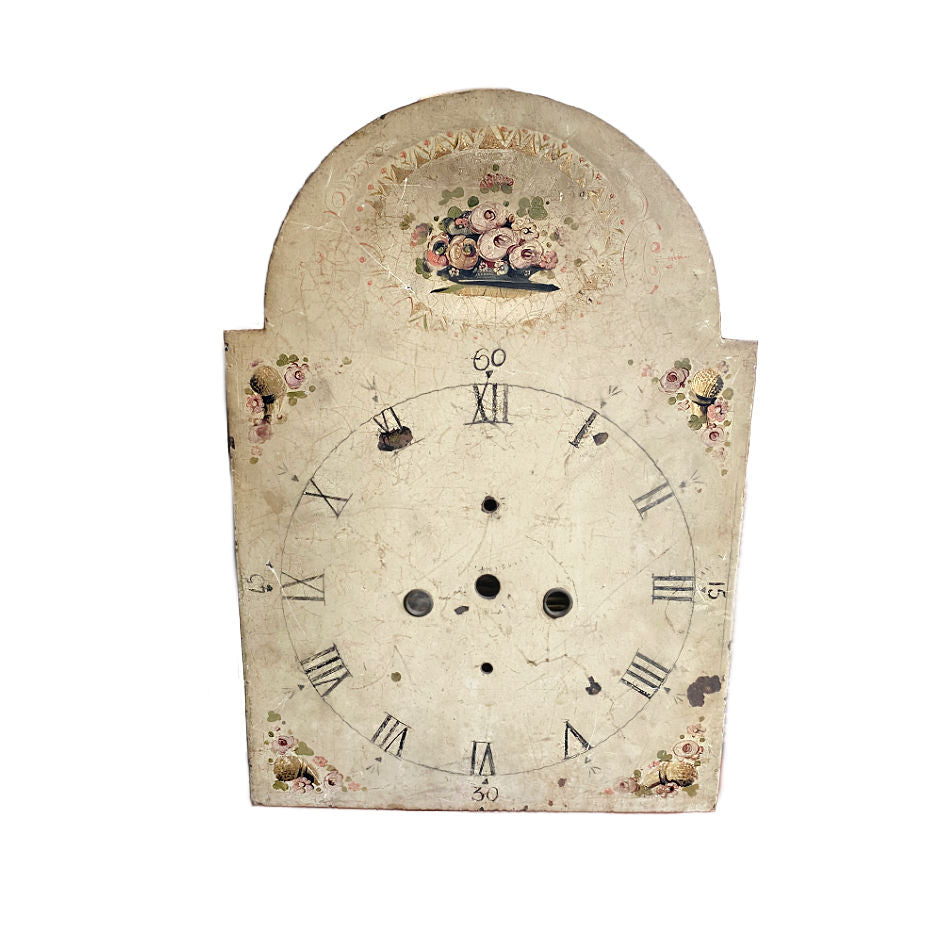 Antique Hand Painted Large Pink Roses Clock Face