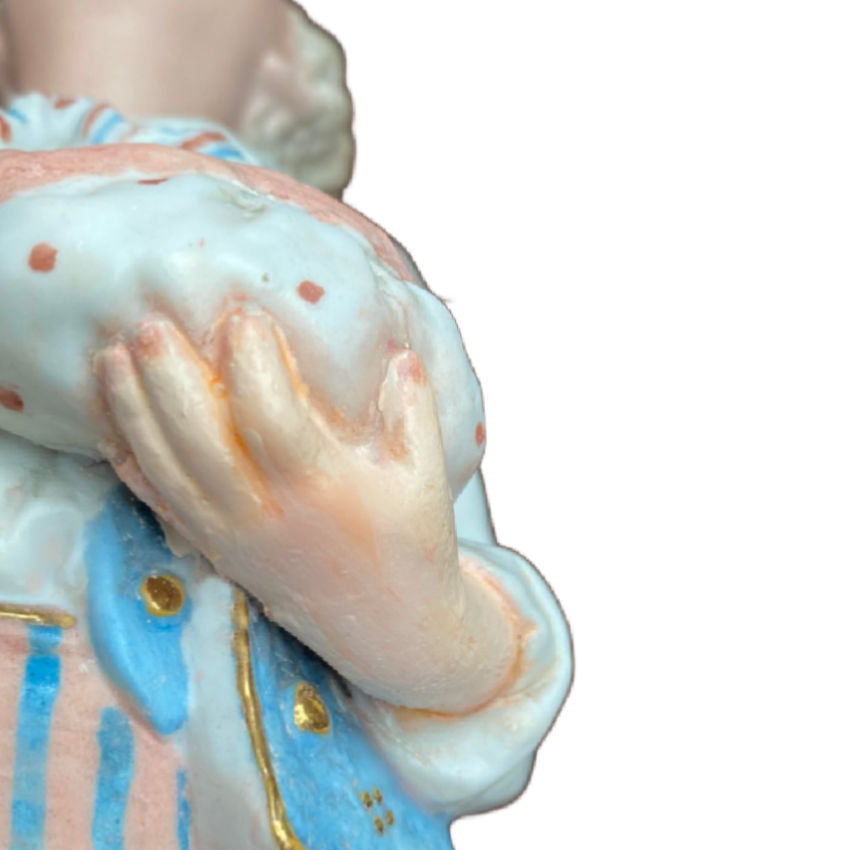 Rare Matched Pair of Antique Bisque Heubach Figurals - Girl & Boy Enjoying Sweets