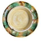 Antique Majolica Round Footed Trivet Plate