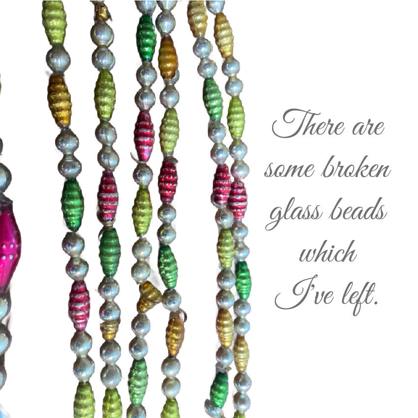 Antique Mercury Glass Beaded Christmas Tree Garland Set A