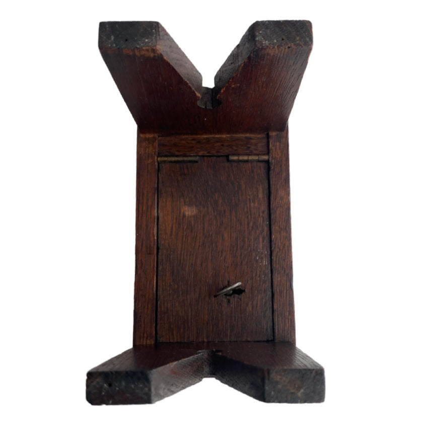 Antique Oak Money Box in the Shape of a Country Stool