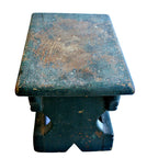 Antique green paint country French wood stool