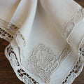 6  Antique Estate Heirloom Lace And Linen Cafe Lait Cream Napkins