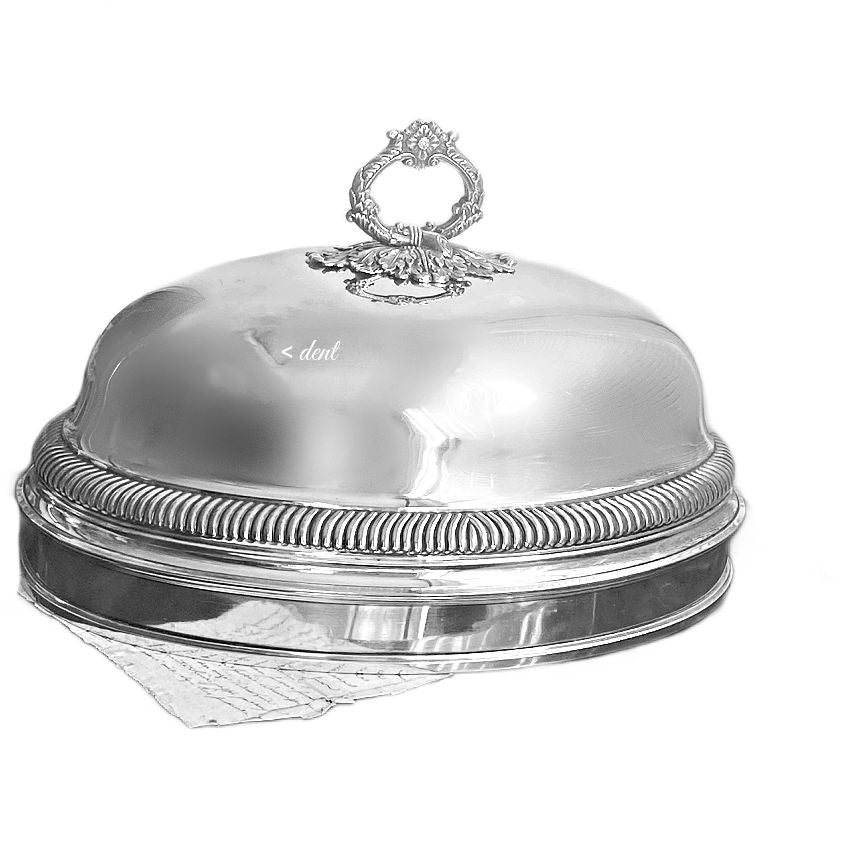 Grand Antique Scottish Silver Plated Meat Food Domed Cover with Heraldic Crest of Arbuthnot Family