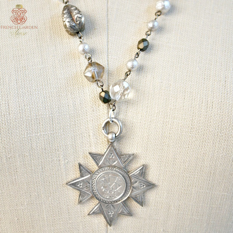 Antique Sterling Silver Award Fob Ice Necklace