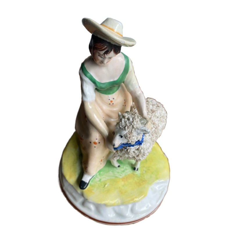 rare Staffordshire figure with sheep Dudson