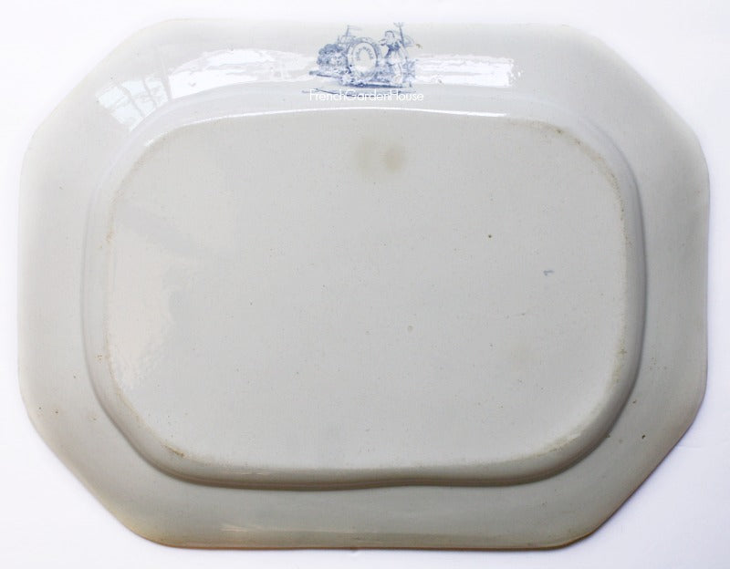 19th Century English Blue and White Ironstone Platter Belle