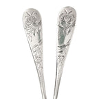 Antique Sterling Inlaid Spoons with Rose Engravings Set of 2