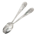Antique Sterling Inlaid Spoons with Rose Engravings Set of 2