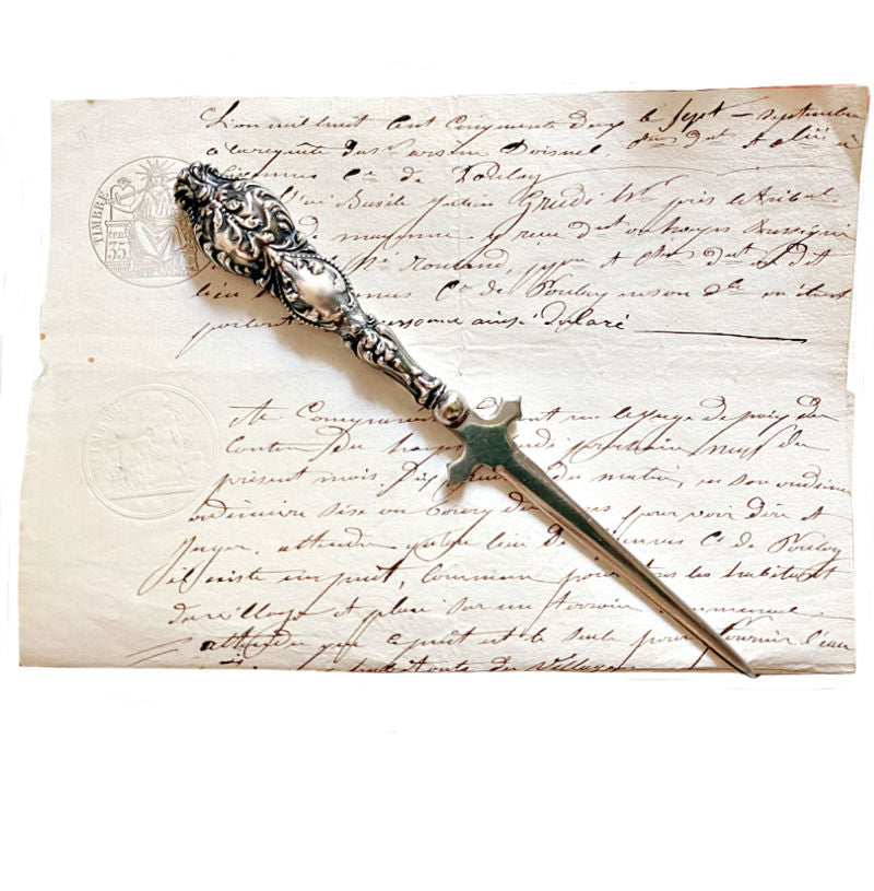 antique sterling silver letter opener 19th century on french letters