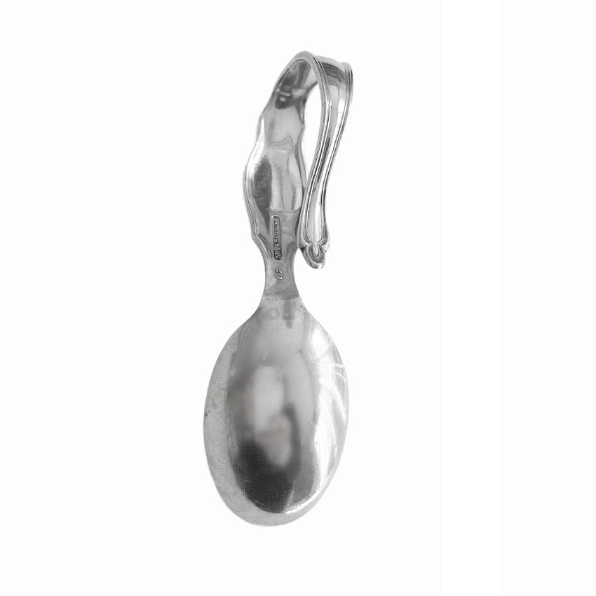 Antique Sterling Silver Curved Spoon with Embossed Rabbit