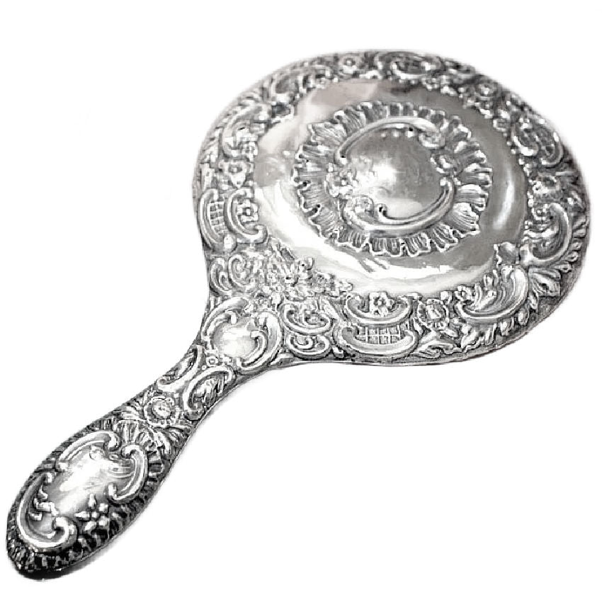 Antique Art Nouveau Sterling Silver Hand Mirror