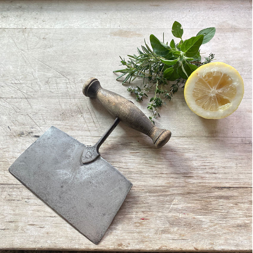 Antique French Herb Chopper with Pine Handle