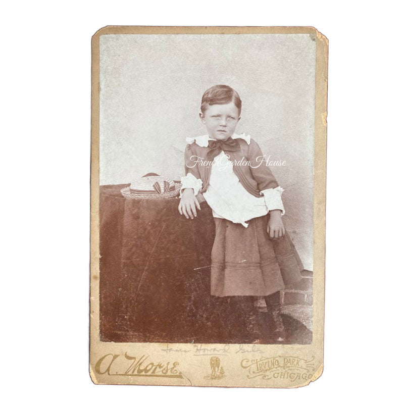 Antique Sepia Studio Portrait of Young Boy Wearing a Skirt