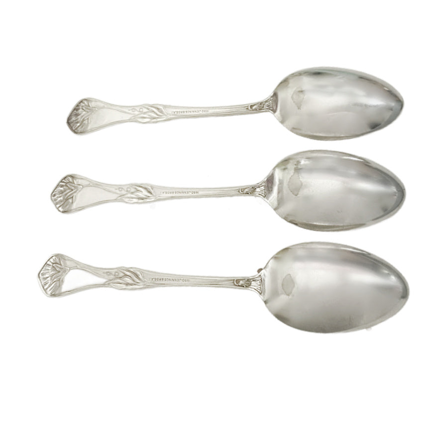 Antique Silver Plated Spoons with Sweet Pea Set of 3