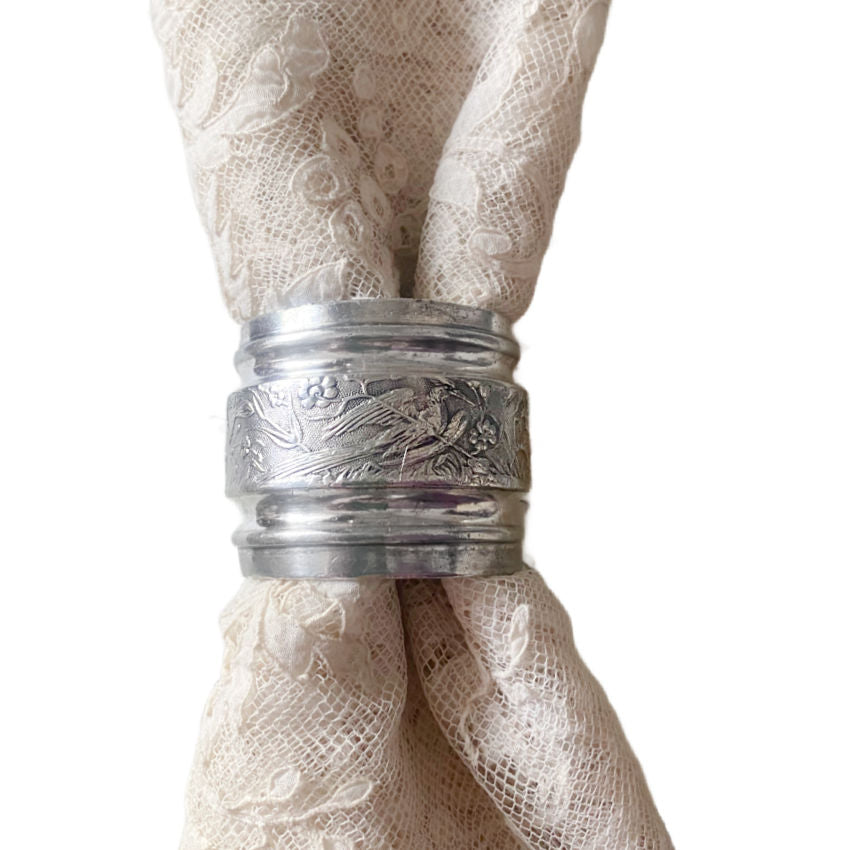 Antique Victorian Aesthetic Movement Napkin Ring Birds