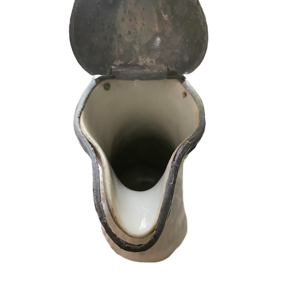 parian ceramic pitcher with pewter lid 