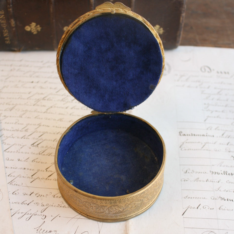 19th Century French Gilt Bronze Limoges Portrait Jewelry Box