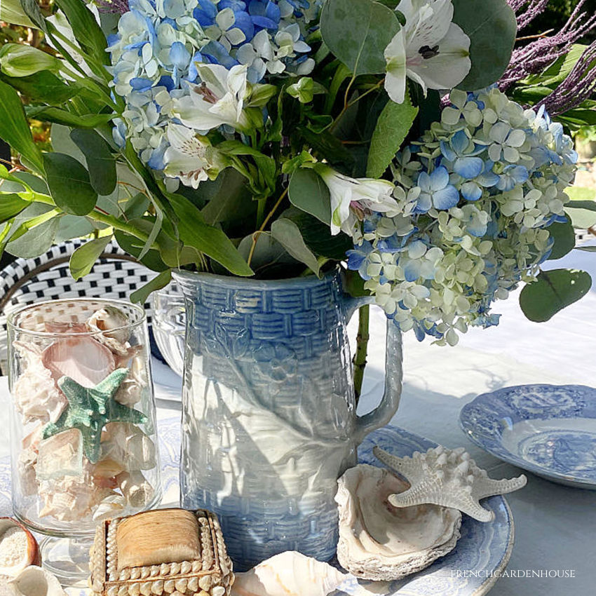 Antique 1800’s Blue & White Salt Glaze Stoneware Pitcher Floral Basket Weave